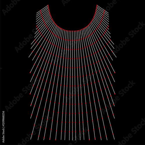 Rhinestone applique collar design for t-shirt or blouse hot-fix transfer. Abstract beautiful glitter applique rhinestone motif.	