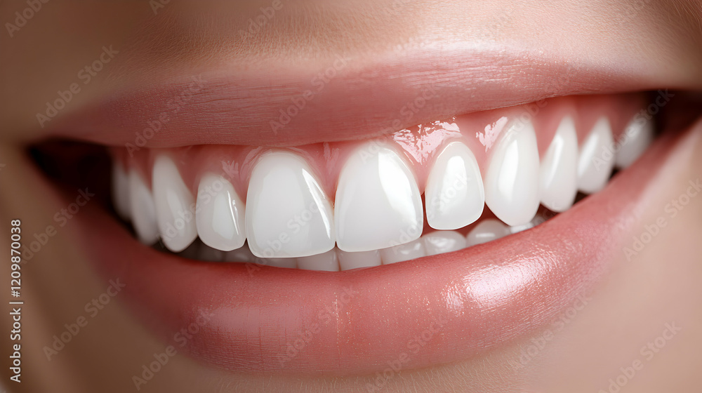 Close-up view of a bright smile showcasing well-maintained, white teeth. Close-up view of a bright smile showcasing well-maintained, white teeth.