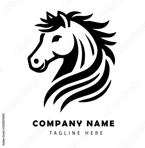 horse logo vector template. horse head logo icon vector illustration. black and white logo.