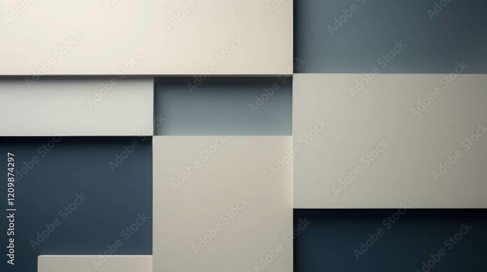 Obraz premium Minimalist Geometric Composition with Two Intersecting Shapes on a Bold Color Background