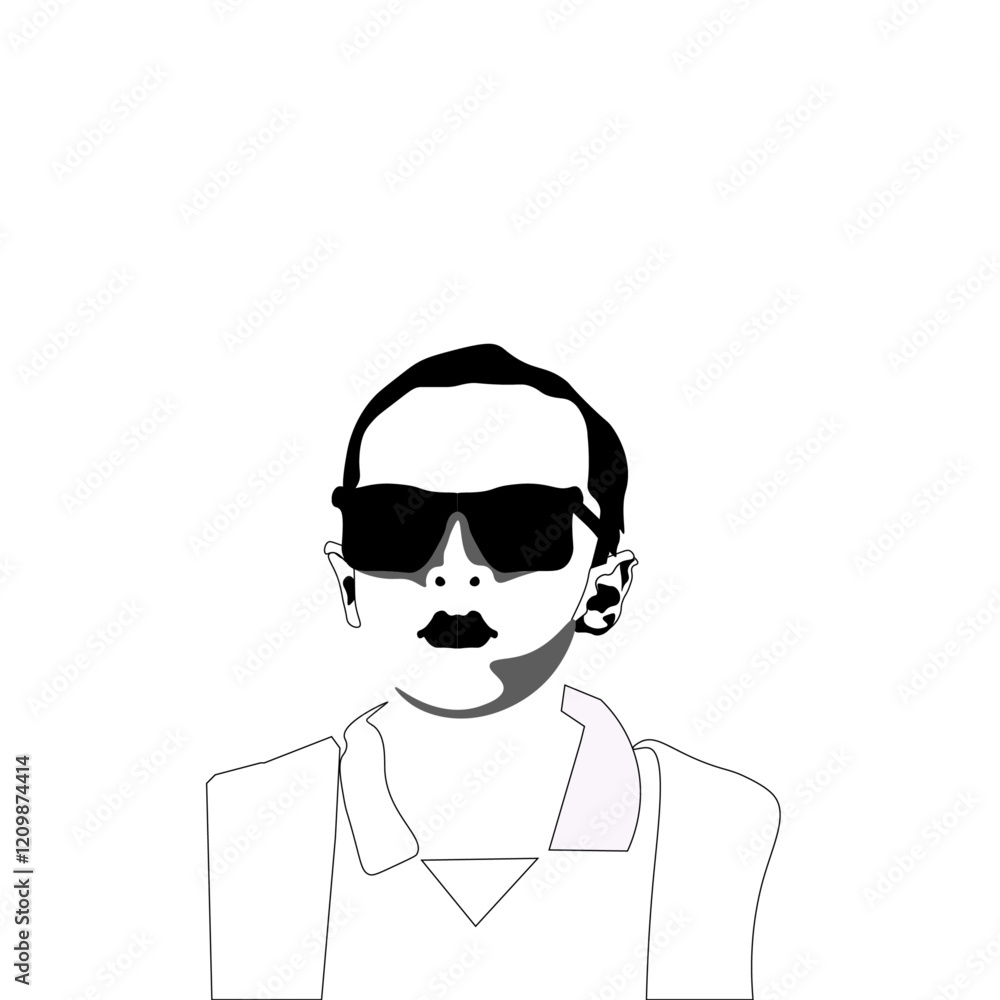 an illustration a baby with black sun glasses an illustration a baby with black sun glasses