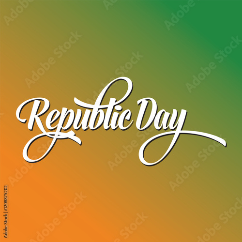 Happy Republic Day Typography with 26 Januaray Text. Hand drawn modern vector calligraphy. Holiday design for greeting card and Social Media Cover. Vector illustration. EPS 10/AI