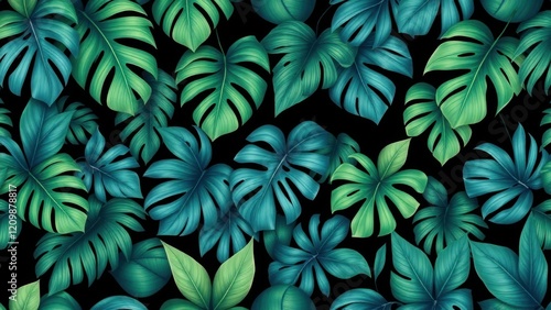 Wallpaper Mural Background with illustration of green leaves Torontodigital.ca