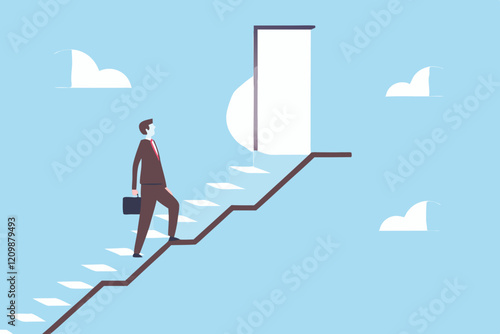 Businessman climbing stairs