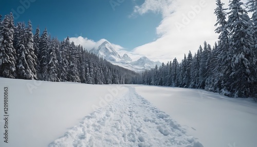 Wallpaper Mural Winter Landscape with Snow Isolated on Transparent Background. 9 Torontodigital.ca
