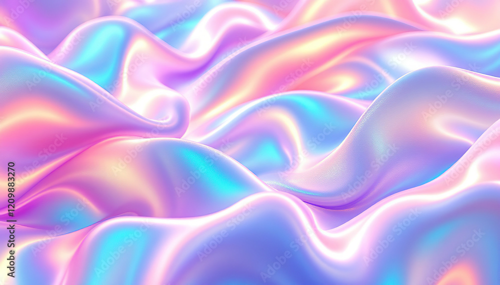 Fototapeta premium Abstract iridescent pastel waves flowing smoothly