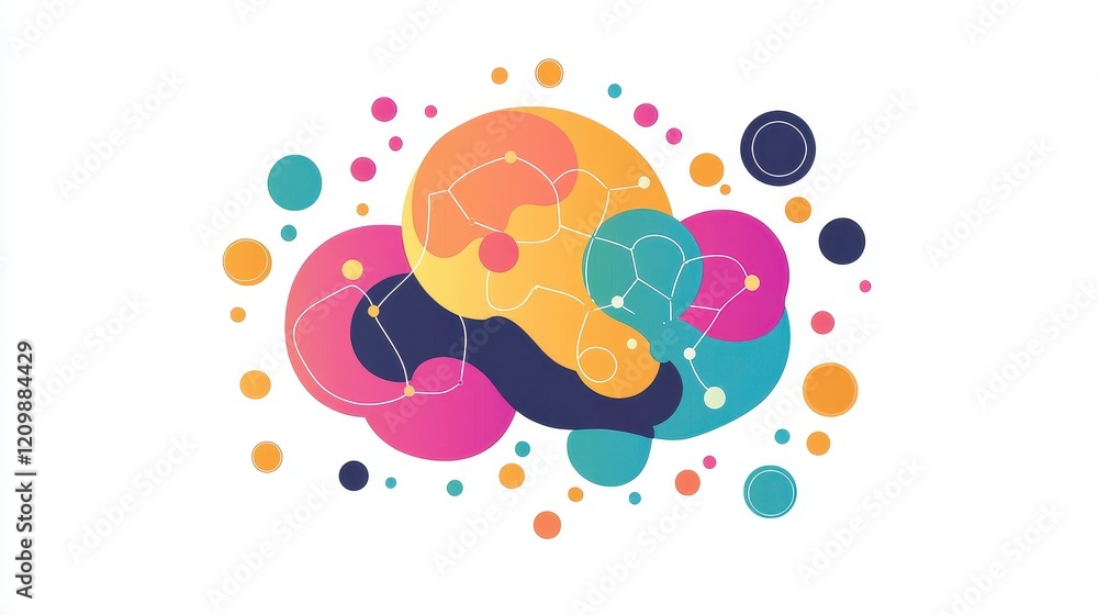 a creative mind map chart clipart, brainstorming process element, colorful connected nodes, flat design, isolated on white background a creative mind map chart clipart, brainstorming process element, colorful connected nodes, flat design, isolated on white background