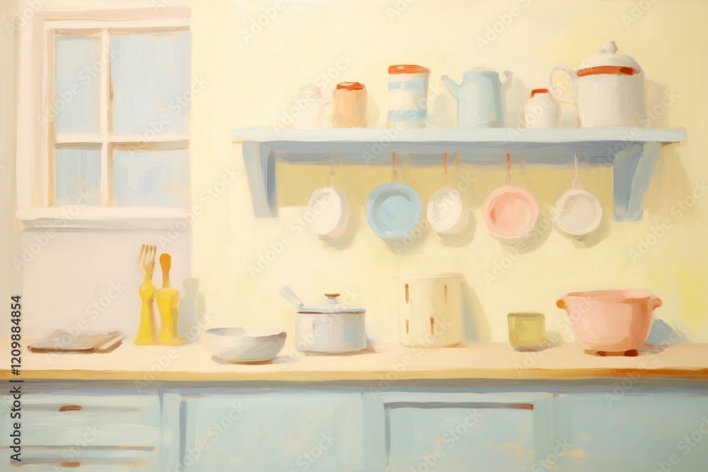 Simple kitchen painting shelf tableware Simple kitchen painting shelf tableware
