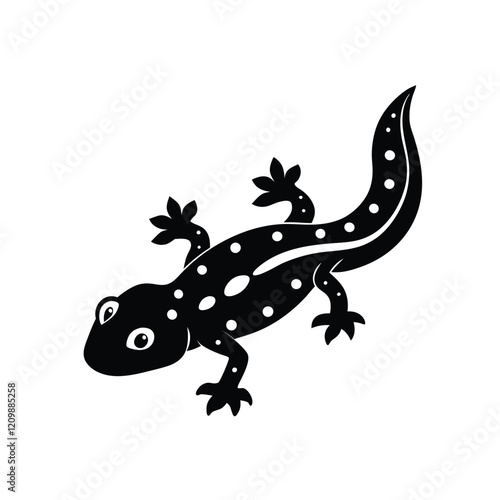 Spotted Gecko Silhouette lizard on white background