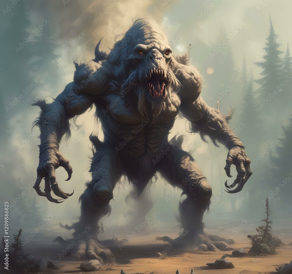 Obraz premium Illustration of dusty spooky monster