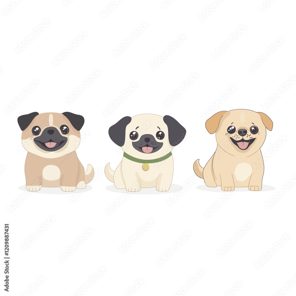 Vector of a Cute Dog in Korean Style – Adorable and Playful Dog Character Design with Kawaii Influence, Perfect for Illustration and Graphic Art Vector of a Cute Dog in Korean Style – Adorable and Playful Dog Character Design with Kawaii Influence, Perfect for Illustration and Graphic Art