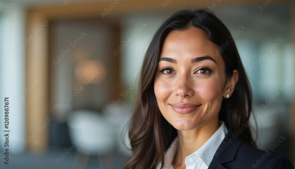 Smiling businesswoman in office environment Smiling businesswoman in office environment