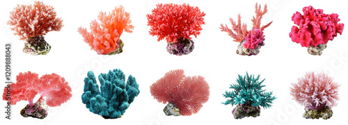 a variety of colorful coral formations. each with distinct shapes and textures. highlighting the beauty and diversity of marine life it serves to emphasize the importance of coral reefs in ocean ecosy photo