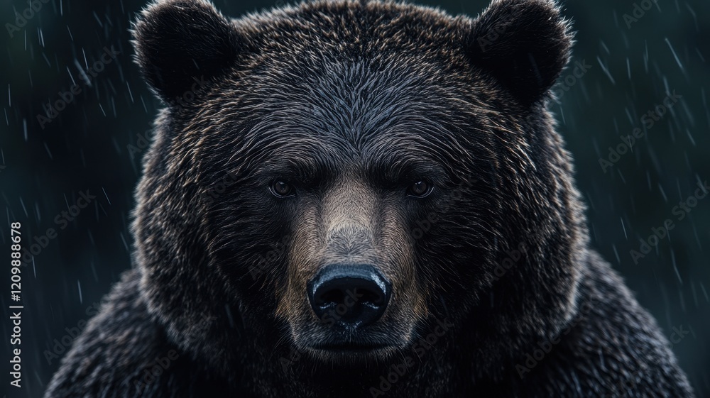 Stormy encounter abstract bear in dark environment wildlife photography nature scene dramatic viewpoint Stormy encounter abstract bear in dark environment wildlife photography nature scene dramatic viewpoint