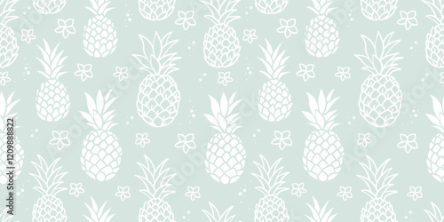 Lovely hand drawn pineapples, summer background, tropical design, great for textiles, wallpapers, packaging - vector