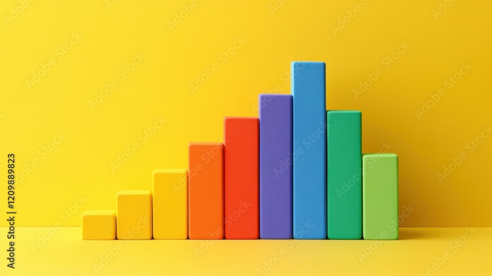 Analyzing decreasing bar chart with interest rate symbols in a bright environment Analyzing decreasing bar chart with interest rate symbols in a bright environment