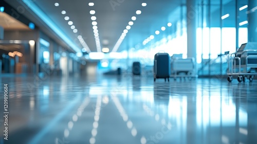 Wallpaper Mural Spacious airport terminal with luggage carts modern travel hub bright environment wide-angle view Torontodigital.ca