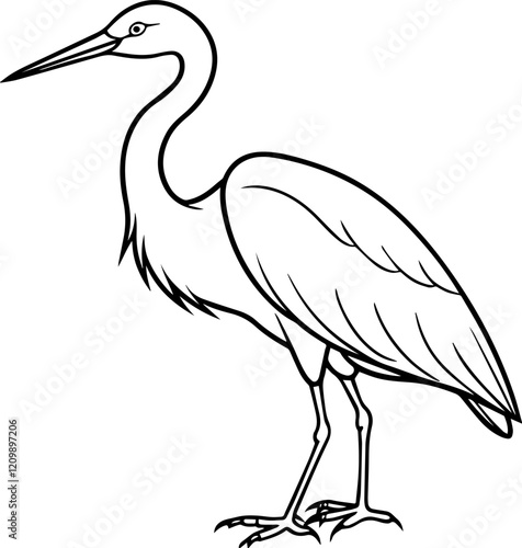 egret bird outline vector illustration