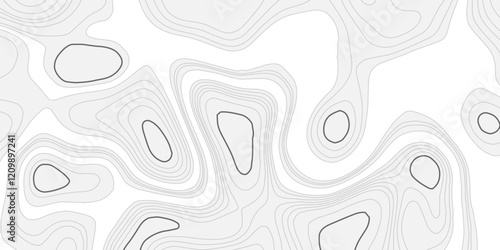 Abstract stylized modern topographic contours map line background, Concept circle out line topographic map conditional geography scheme terrain path.  photo