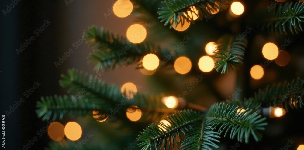 Blurred twinkling lights on a lush Christmas tree, glow, holiday Blurred twinkling lights on a lush Christmas tree, glow, holiday