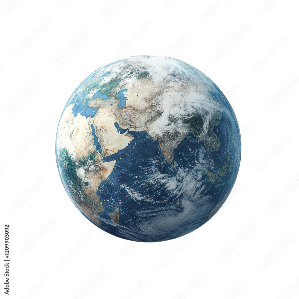 a realistic 3d rendering of earth. showcasing continents. oceans. and cloud formations against a white background it emphasizes the planet's beauty and fragility. often used to symbolize environmental a realistic 3d rendering of earth. showcasing continents. oceans. and cloud formations against a white background it emphasizes the planet's beauty and fragility. often used to symbolize environmental