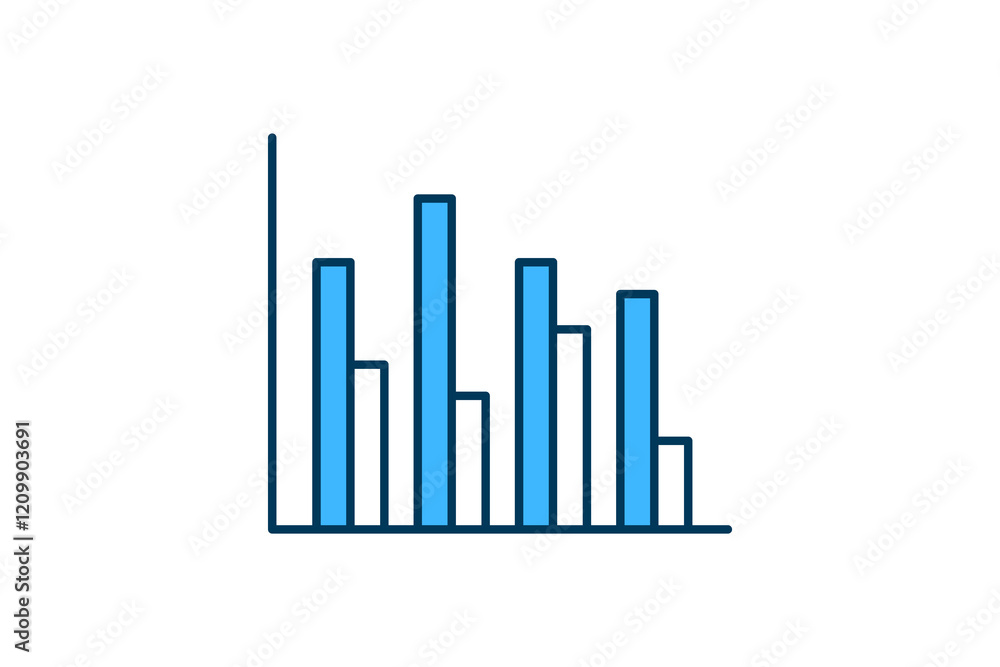 Pie Chart icon. icon related to Office. suitable for web site, app, user interfaces, printable etc. flat line icon style. simple vector design editable