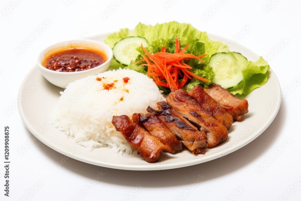 Thai northeastern food lunch plate meat Thai northeastern food lunch plate meat