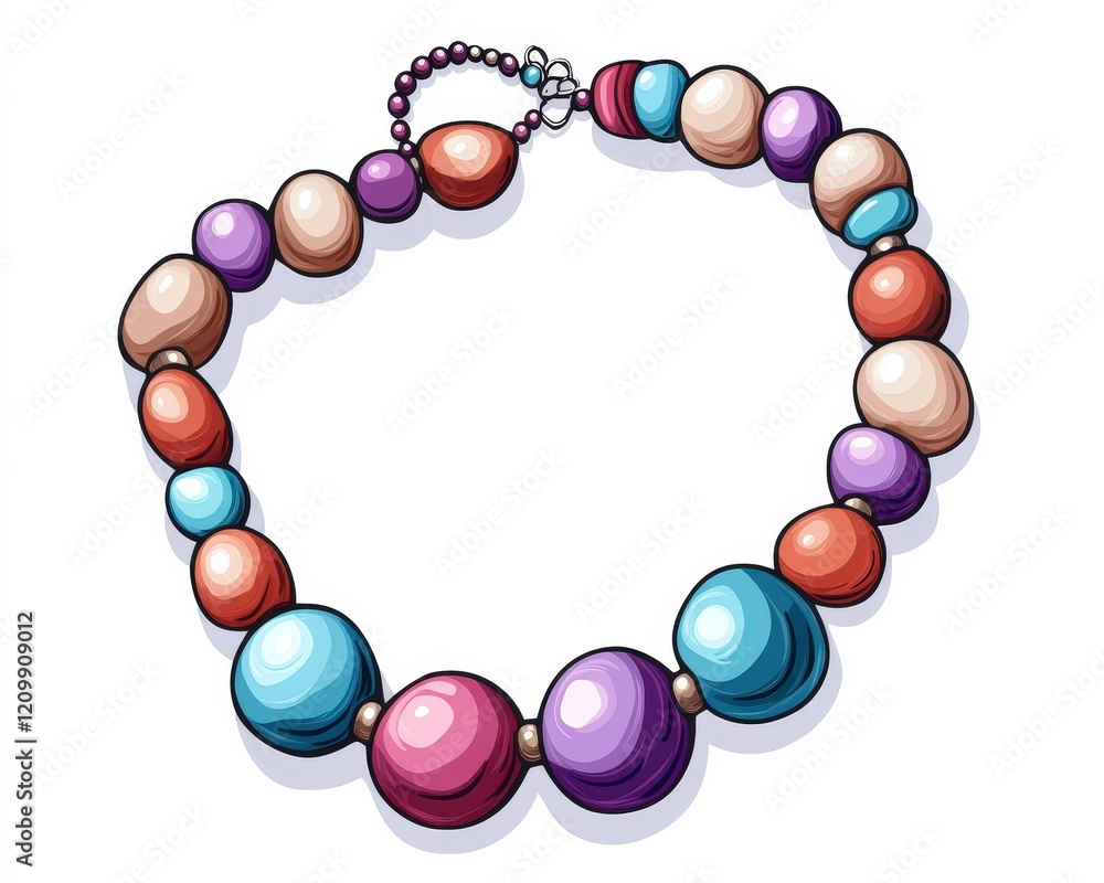 Colorful Beaded Necklace Design with Various Shapes and Sizes Colorful Beaded Necklace Design with Various Shapes and Sizes