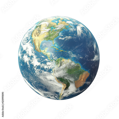 Fototapeta Naklejka Na Ścianę i Meble -  a realistic depiction of earth showcasing the continents and oceans. emphasizing the planet's natural beauty and diversity to highlight environmental awareness and the interconnectedness of global eco