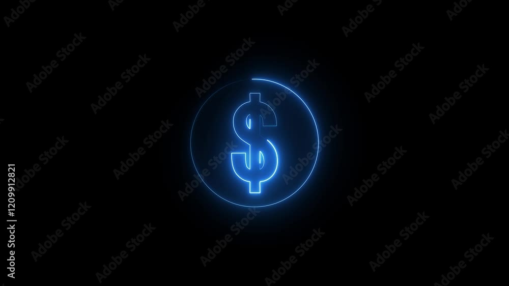 Abstract neon Dollar icon conceptual business animation background. Neon, Glowing, Colorful dollar icon animation. business Success concept animation. Abstract neon Dollar icon conceptual business animation background. Neon, Glowing, Colorful dollar icon animation. business Success concept animation.