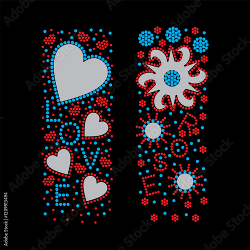 Rhinestone applique collar design for t-shirt or blouse hot-fix transfer. Abstract beautiful glitter applique rhinestone motif.	