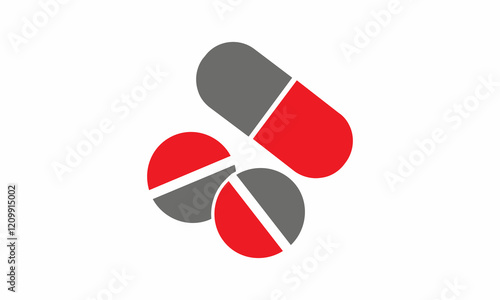 Capsule pill icon. Healthcare, medicine, treatment concept. Flat vector design illustration isolated on white background.