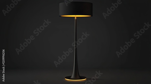 Elegant Black Floor Lamp with Gold Accents photo