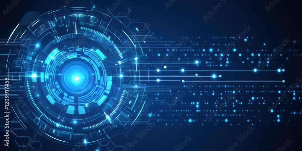 Obraz premium Abstract digital technology background with glowing elements and data streams.