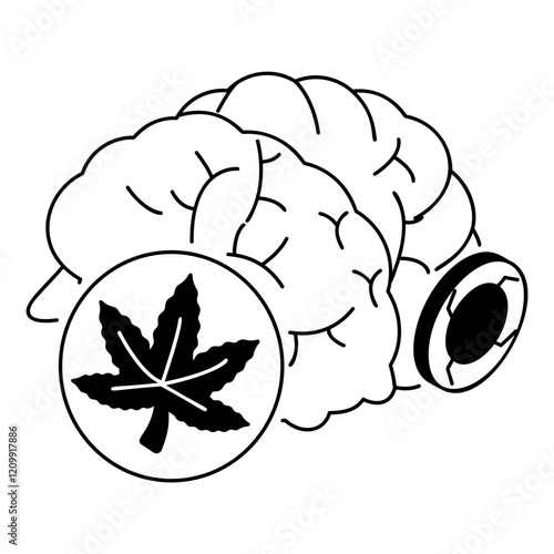 altered state of consciousness isometric vector icon,Cannabis and marijuana symbol, cannabinoids sign, healthcare Herb illustration, psychoactive and therapeutic effects of Hemp concept