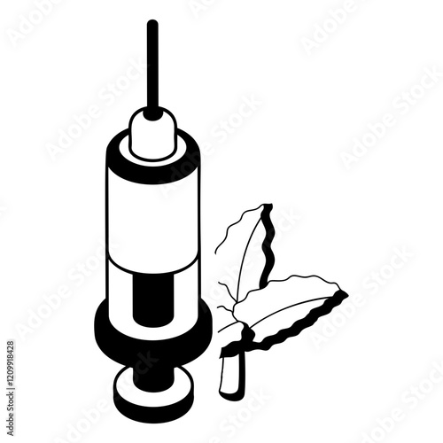 Liquid THCA isometric vector icon,Cannabis and marijuana symbol, cannabinoids sign, healthcare Herb illustration, Weed or hash Vials concept
