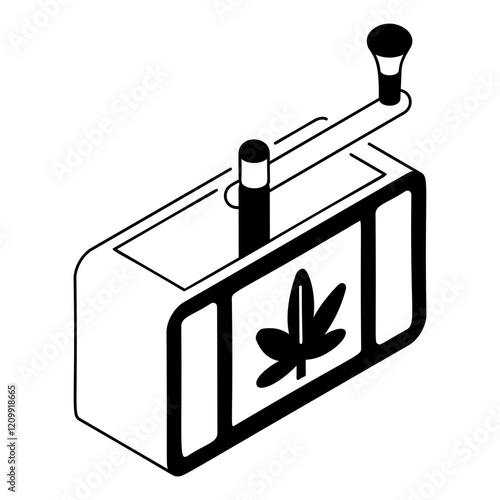 Manual Hemp Crusher isometric vector icon,Cannabis and marijuana symbol, cannabinoids sign, healthcare Herb illustration, Handheld Weed Grinder concept