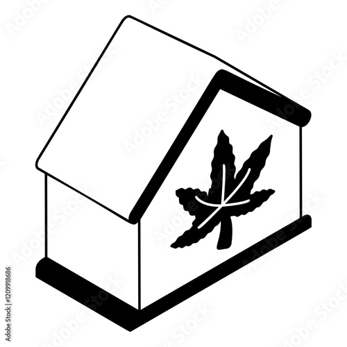 Gut feelings endocannabinoid isometric vector icon,Cannabis and marijuana symbol, cannabinoids sign, healthcare Herb illustration, treating digestive illnesses with cannabinoid concept