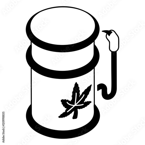 Strawberry Cough Hemp strain concept isometric vector icon,Cannabis and marijuana symbol, cannabinoids sign, healthcare Herb stock illustration