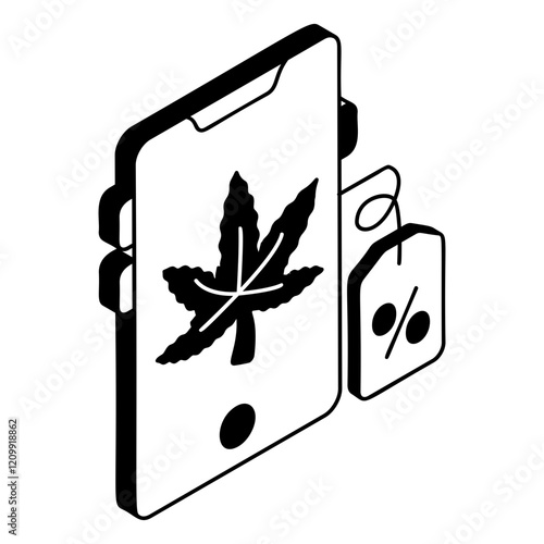 Discount on natural Herbs isometric vector icon,Cannabis and marijuana symbol, cannabinoids sign, healthcare Herb illustration, Selling Weed Online concept