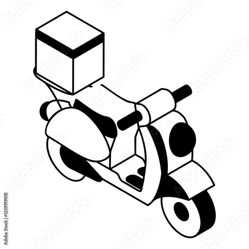 Delivering weed on Bike isometric vector icon,Cannabis and marijuana symbol, cannabinoids sign, healthcare Herb illustration, Herbs Delivery on Scooter concept