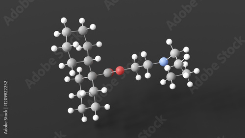 dicycloverine molecule 3d, molecular structure, ball and stick model, structural chemical formula antispasmodics photo