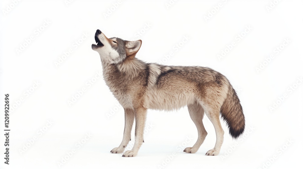 Fototapeta premium Howling Wolf on White Background
