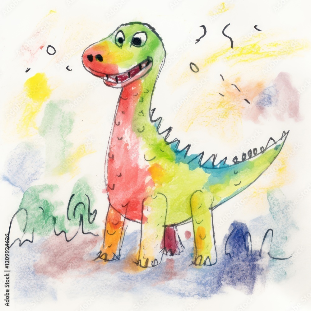 Fototapeta premium Dinosaur painting dinosaur drawing