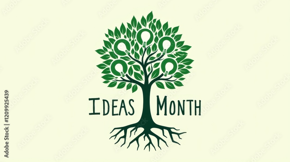 Obraz premium Ideas month celebration evergreen tree roots symbolizing growth and innovation in nature graphic design concept