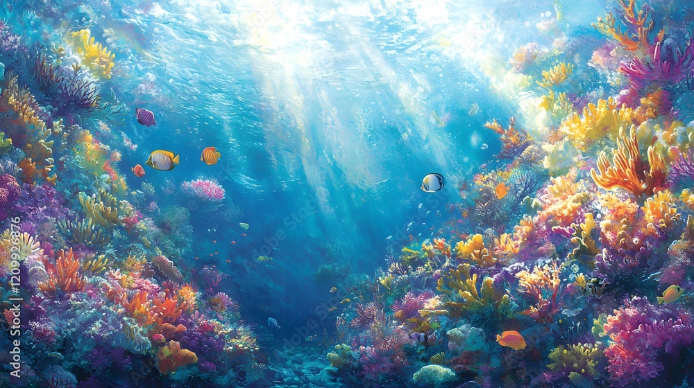 Naklejka premium Vibrant Coral Reef Ecosystem