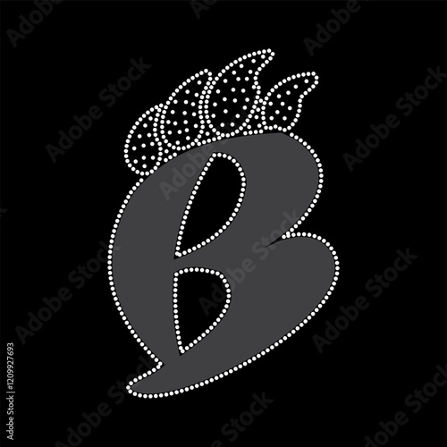 Rhinestone applique collar design for t-shirt or blouse hot-fix transfer. Abstract beautiful glitter applique rhinestone motif.