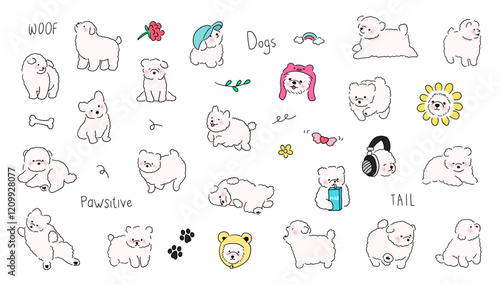 Cute dog posing in different styles, perfect for a cute dog sticker