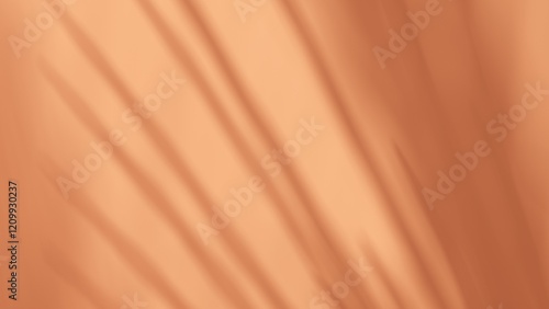 Unobtrusive natural pastel background with shadows on the wall, exterior - 3d render. Botanical empty podium with shadows from plants, palms, trees for product presentation, advertising.