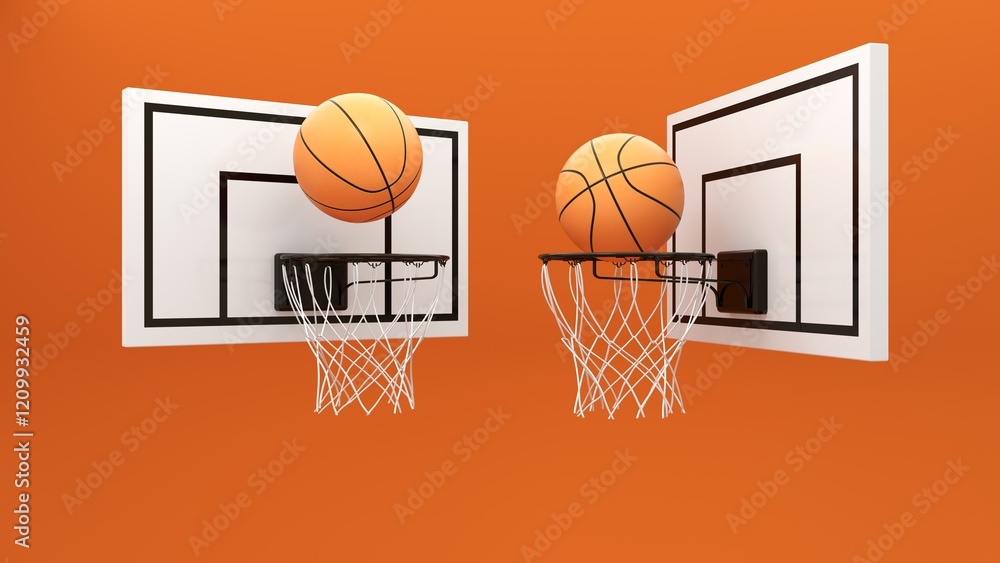 Sports game of basketball - 3D render. Basketball orange ball on a bright background for advertising, icons, banners. The concept of an active lifestyle, online games, entertainment. Sports game of basketball - 3D render. Basketball orange ball on a bright background for advertising, icons, banners. The concept of an active lifestyle, online games, entertainment.